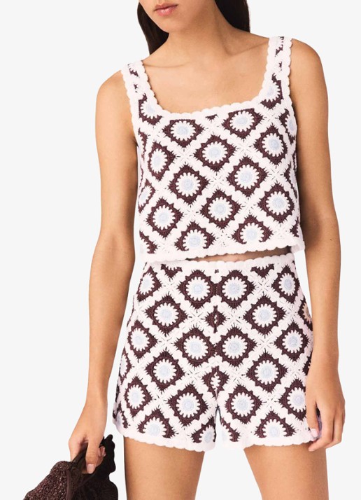 Maje Letunia tanktop met ingebreid patroon