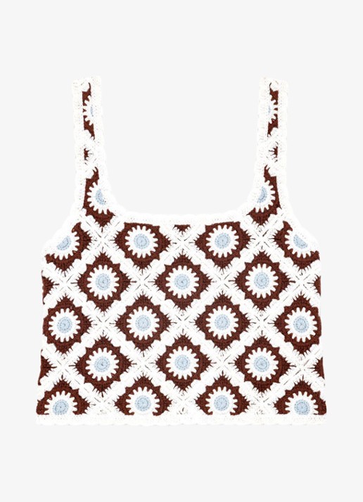 Maje Letunia tanktop met ingebreid patroon - voorkant 4 bruin