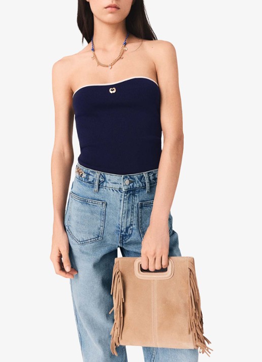 Maje Lilose strapless top met logo