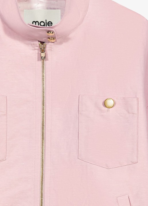Maje Linnen blend bomberjack - detail 6 roze