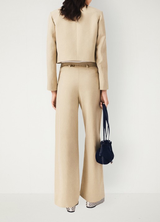 Maje Linnen blend kostuum broek - achterkant 3 beige