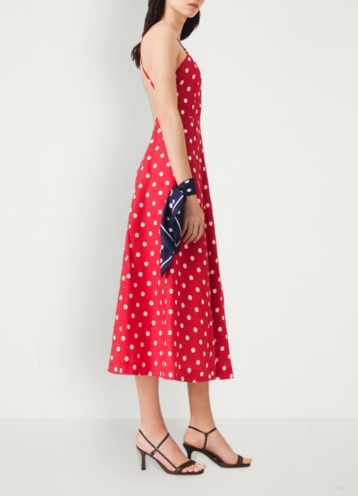 Maje Linnen blend maxi jurk met rugdecolleté - detail 2 rood