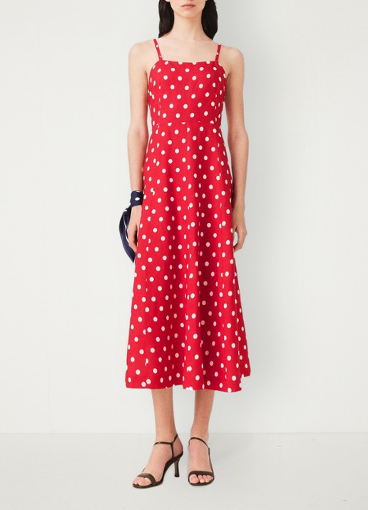 Maje Linnen blend maxi jurk met rugdecolleté - voorkant 7 rood