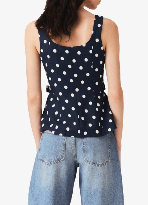 Maje Linnen blend rugdecolleté top - achterkant 3 donkerblauw