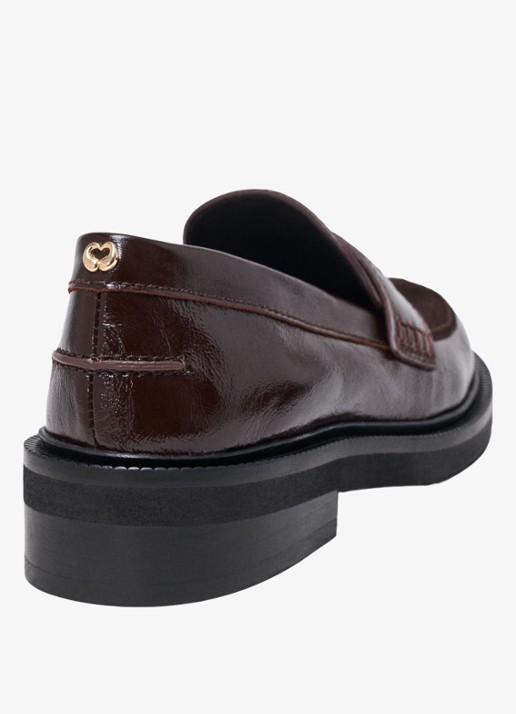 Maje Loafer van leer - detail 4 donkerbruin