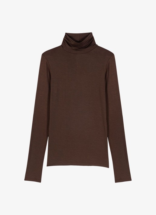 Maje Longsleeve met col  - voorkant 2 donkerbruin