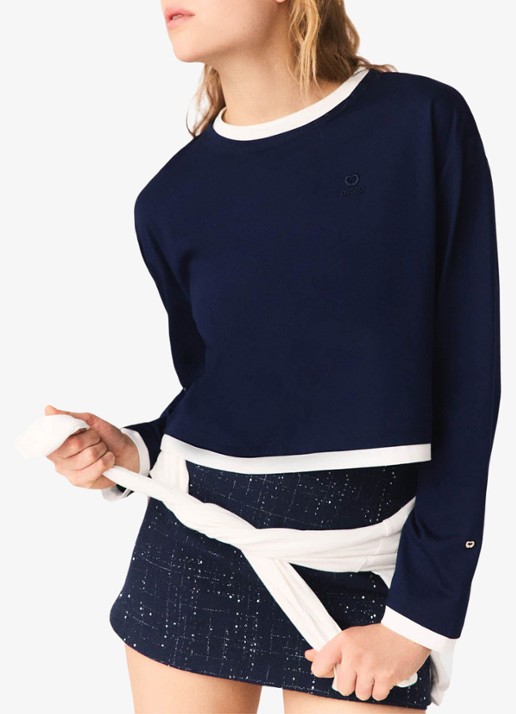 Maje Longsleeve met logoborduring - detail 4 donkerblauw