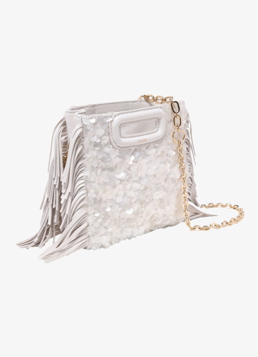 Maje M Mini clutch van schapenleer met pailletten - achterkant 3 wit