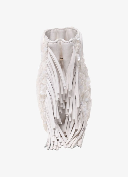Maje M Mini clutch van schapenleer met pailletten - detail 5 wit