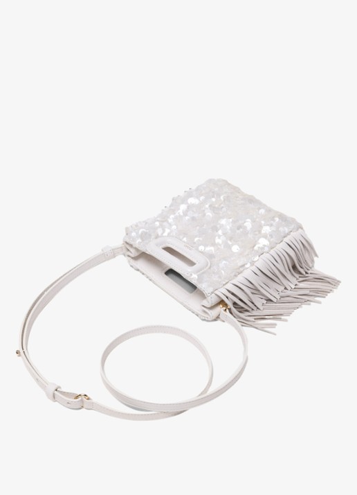 Maje M Mini clutch van schapenleer met pailletten - detail 6 wit