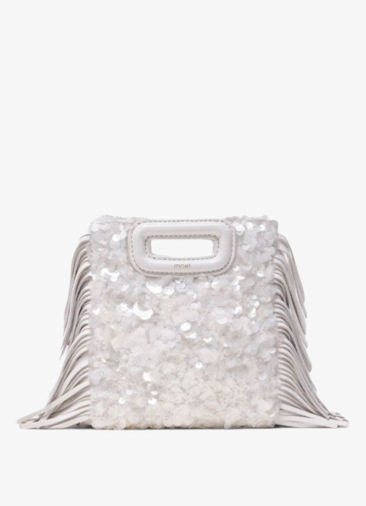 Maje M Mini clutch van schapenleer met pailletten