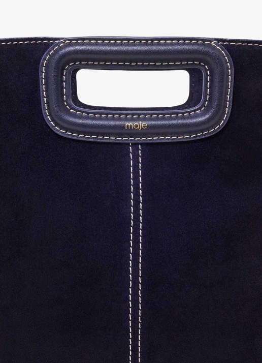 Maje M tas van getikte suède - detail 3 marineblauw