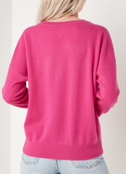 Maje Manon fijngebreide pullover van kasjmier - achterkant 4 fuchsia