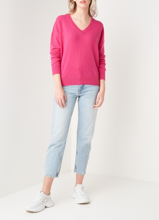 Maje Manon fijngebreide pullover van kasjmier - voorkant 3 fuchsia