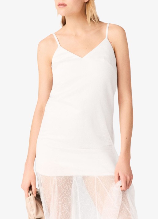 Maje Maxi jurk met mesh detail - detail 5 wit