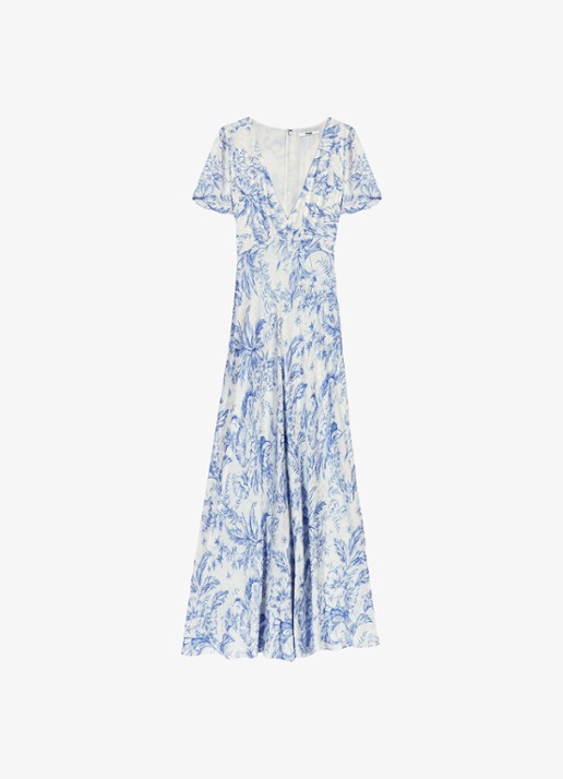 Maje Maxi jurk met V-hals en print