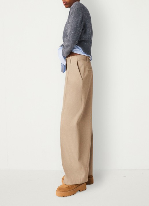 Maje Mid waist wide fit pantalon met steekzakken - detail 5 beige