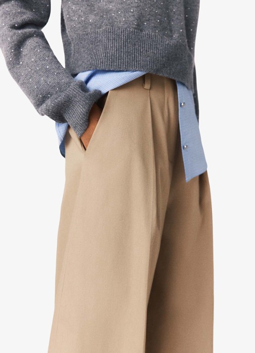 Maje Mid waist wide fit pantalon met steekzakken - detail 7 beige