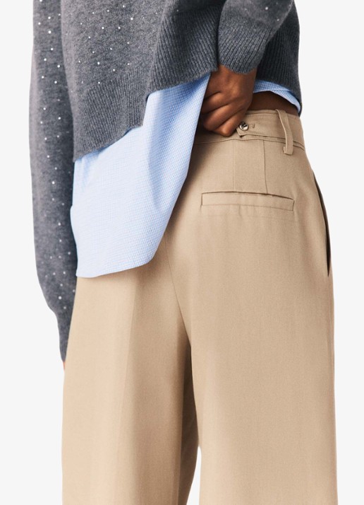 Maje Mid waist wide fit pantalon met steekzakken - detail 8 beige