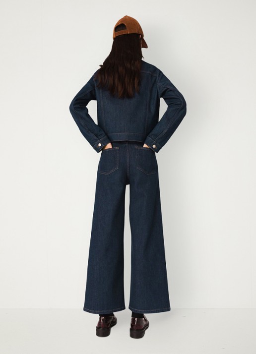 Maje Mid waist wide-leg jeans met opgestikte zakken - achterkant 5 indigo