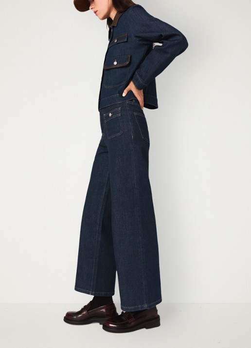 Maje Mid waist wide-leg jeans met opgestikte zakken - detail 2 indigo
