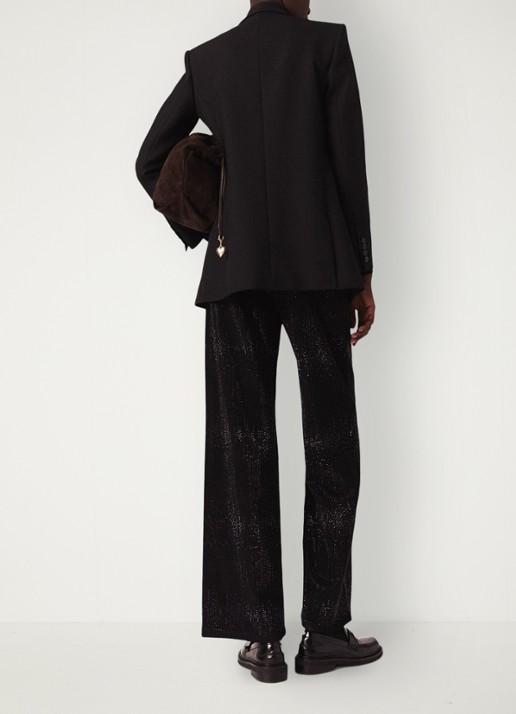 Maje Mid waist wide leg jeans met strass - achterkant 6 jeans