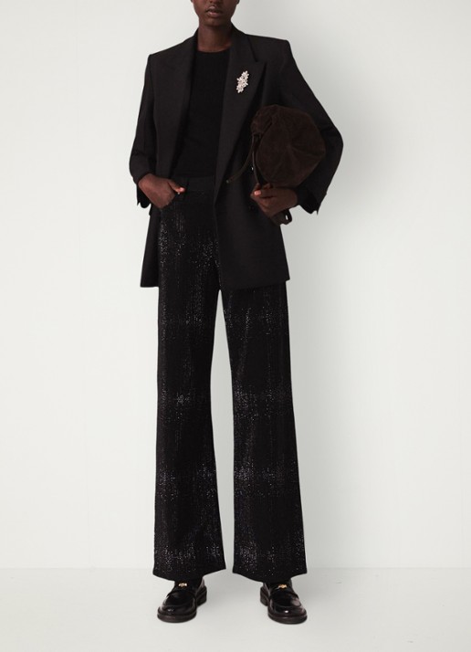 Maje Mid waist wide leg jeans met strass - voorkant 5 jeans