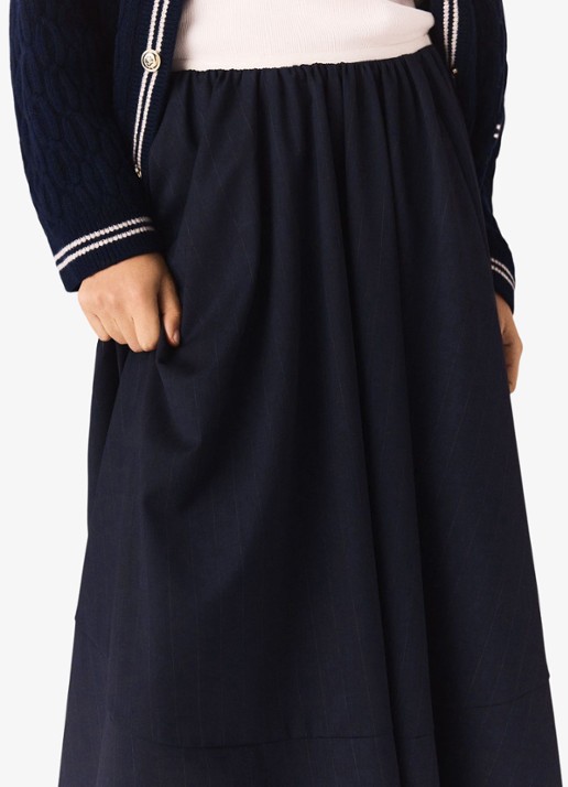Maje Midi A-lijn rok met plooien - detail 4 donkerblauw