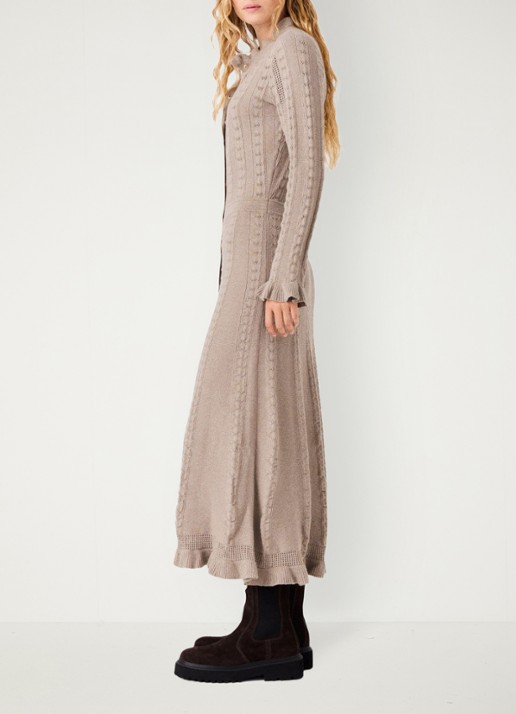 Maje Midi blousejurk in wolblend met ruches