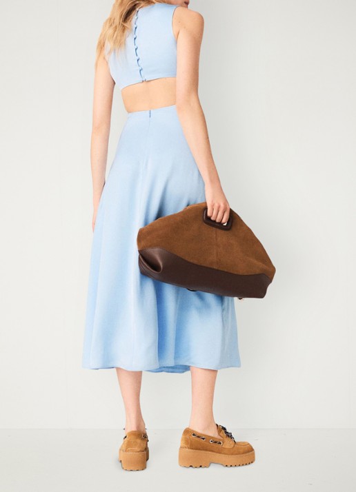 Maje Midi jurk met cut-out detail - achterkant 8 lichtblauw