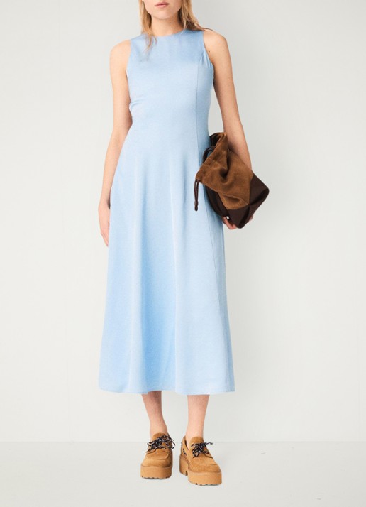 Maje Midi jurk met cut-out detail - voorkant 2 lichtblauw