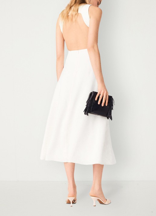Maje Midi jurk met cut out detail - achterkant wit
