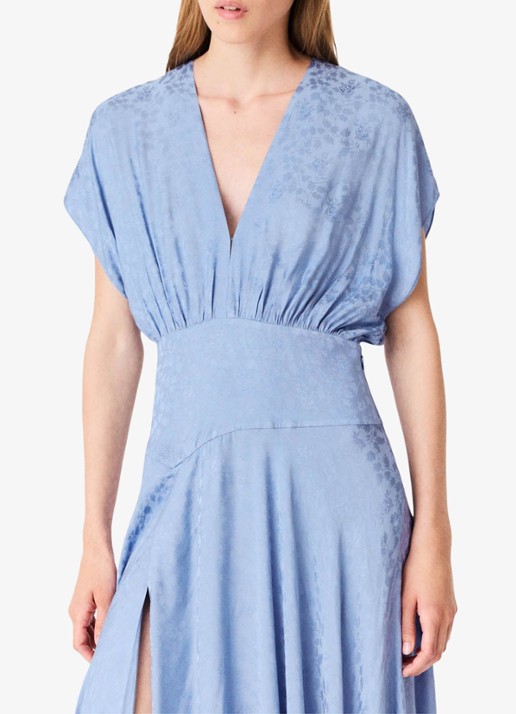 Maje Midi jurk met jacquarddessin - detail light blue / lichtblauw
