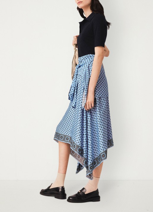 Maje Midi jurk met print - detail 4 lichtblauw