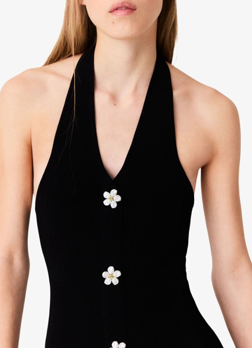 Maje Midi jurk met sierknopen - detail 5 zwart