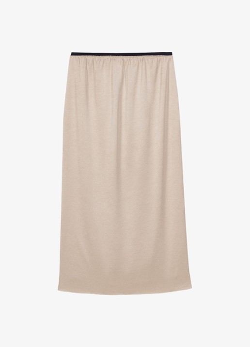 Maje Midi-rok met elastische taille - voorkant 2 beige / beige
