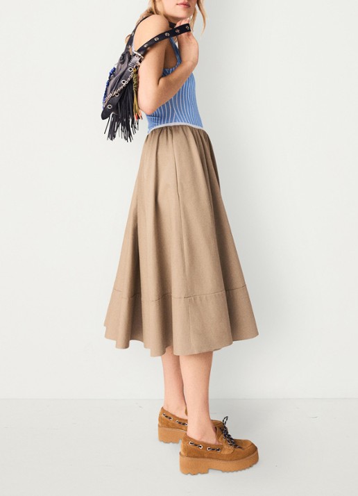 Maje Midi rok met plooien en steekzakken - detail 3 beige