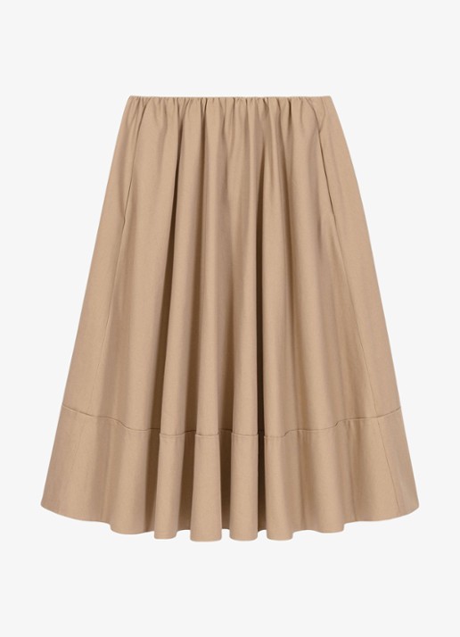 Maje Midi rok met plooien en steekzakken - voorkant 5 beige