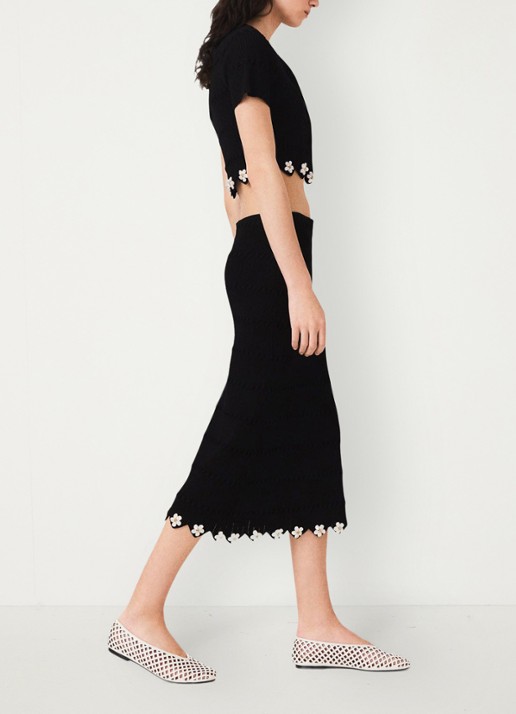 Maje Midi rok met sierknopen - detail 5 zwart