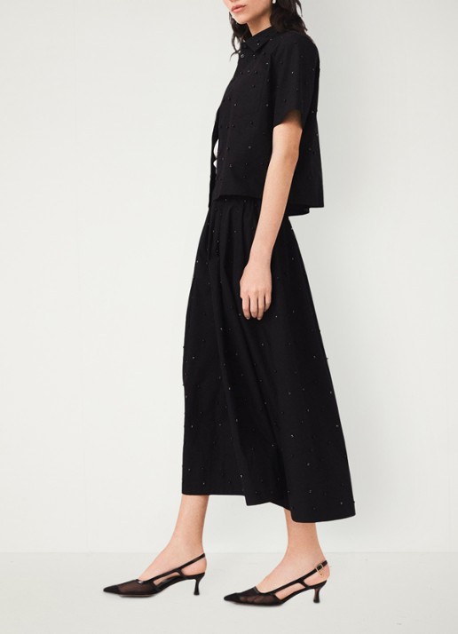 Maje Midi rok met strass en steekzakken - detail 5 zwart