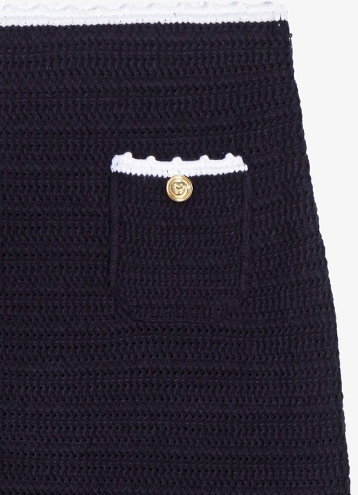 Maje Midi rok van crochet - detail 8 donkerblauw