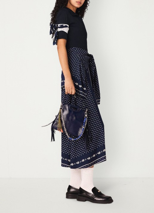 Maje Midi tuniekjurk met polokraag - detail 6 donkerblauw