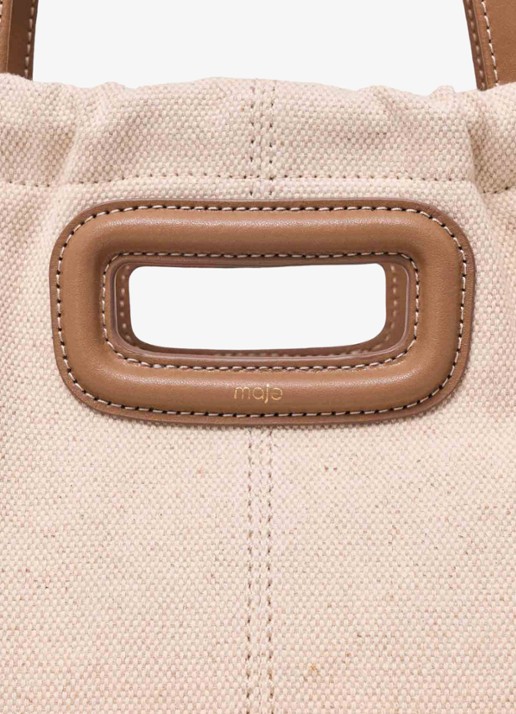 Maje Milpli tote bag van canvas en leer - detail 4 moca / wit