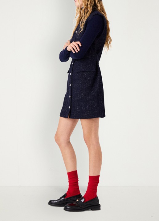 Maje Mini blousejurk met lurex en klepzakken