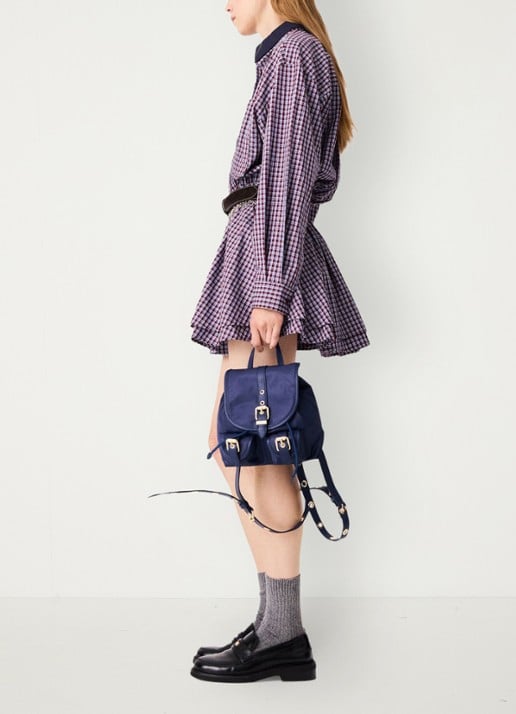 Maje Mini blousejurk met ruitdessin en strass