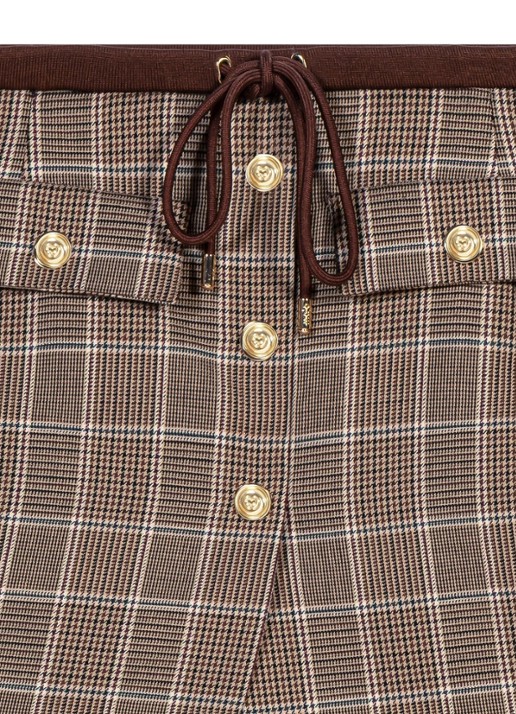 Maje Mini broekrok in wolblend met ruitdessin - detail 8 bruin