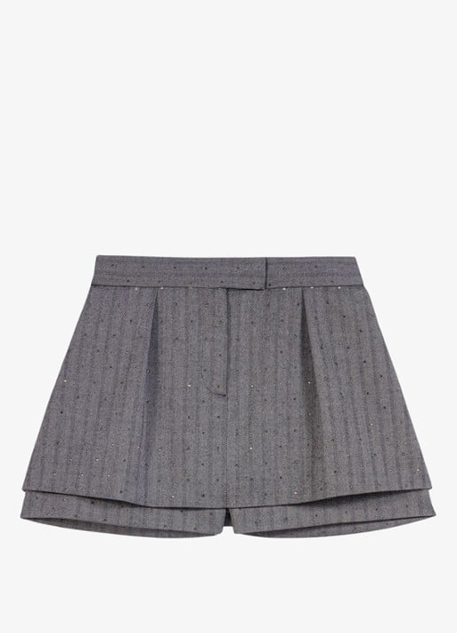 Maje Mini broekrok met strass - voorkant 7 grijs