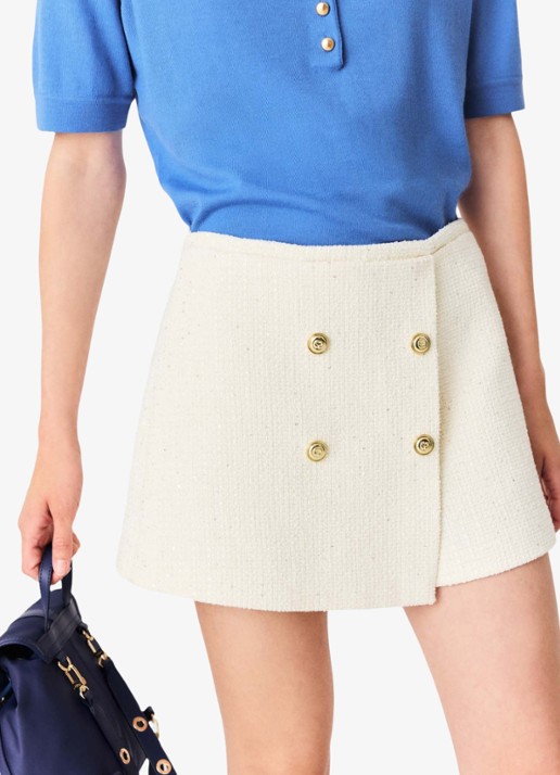 Maje Mini broekrok met tweed-look - detail 7 beige