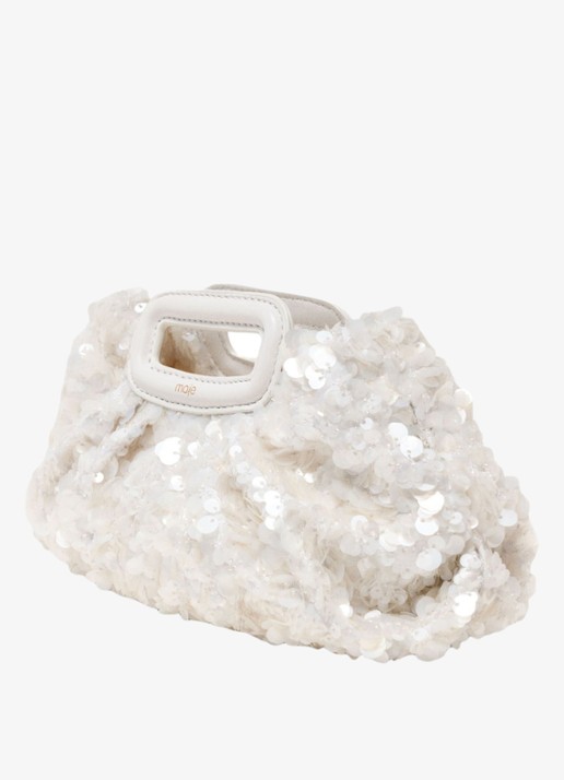 Maje Mini clutch met pailletten  - detail wit