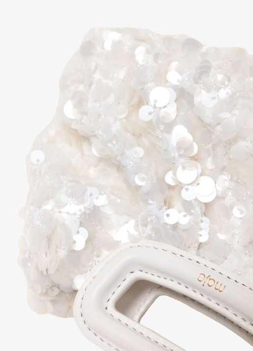 Maje Mini clutch met pailletten  - detail 5 wit